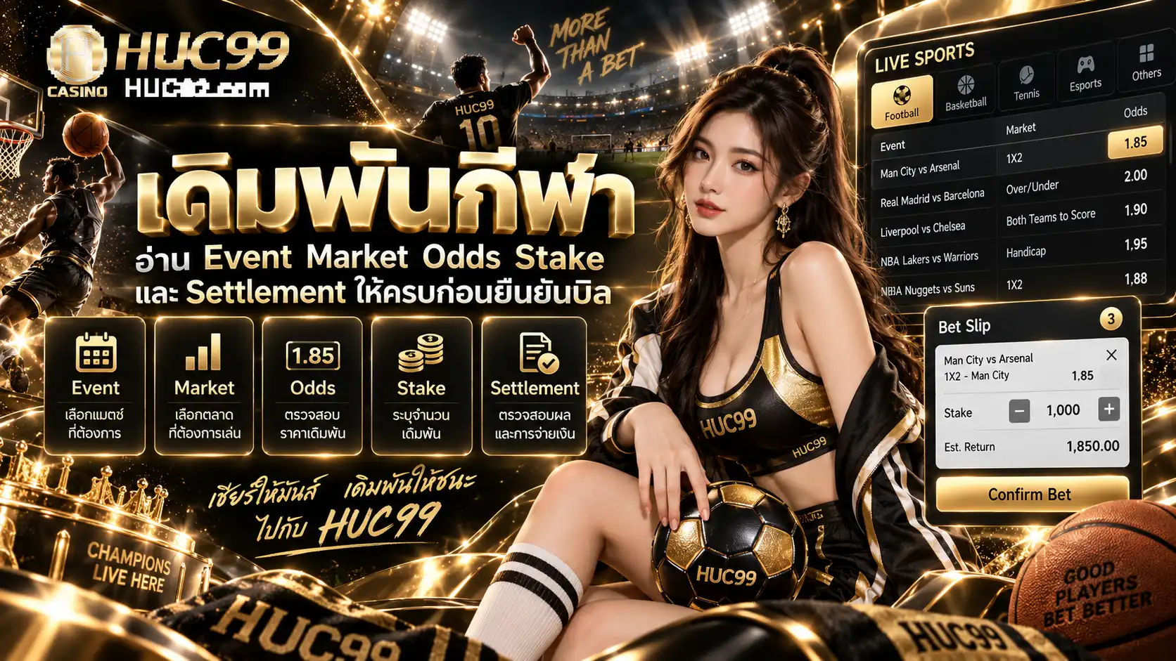 เดิมพันกีฬา อ่าน Event Market Odds Stake และ Settlement ให้ครบก่อนยืนยันบิล